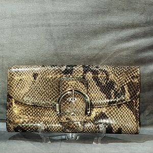 COACH SOHO LYNN EXOTIC PYTHON LEATHER  TRI-FOLD SNAP LONG WALLET 7½" x 4" EUC